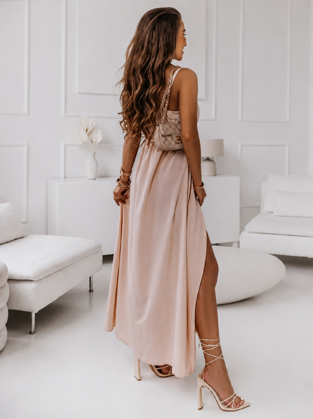 Robe Longue Cache-Cœur Fendue – Fluide et Romantique
