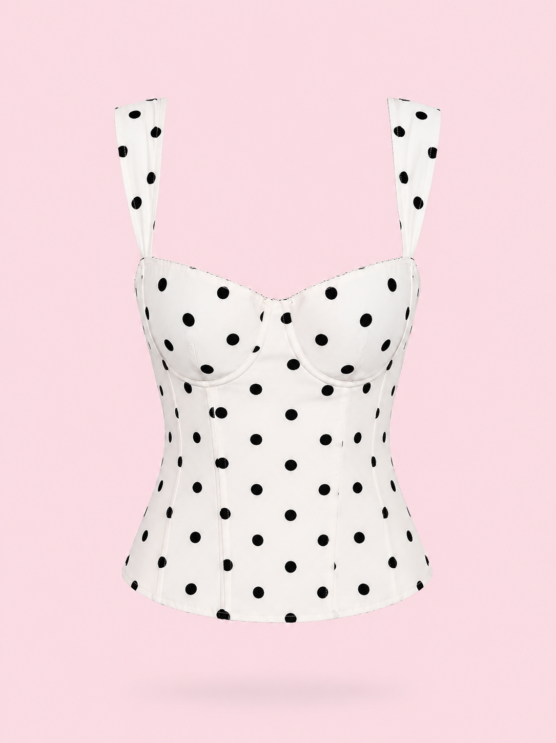 Top Bustier à Pois Col Cœur – Effet Corseté Féminin