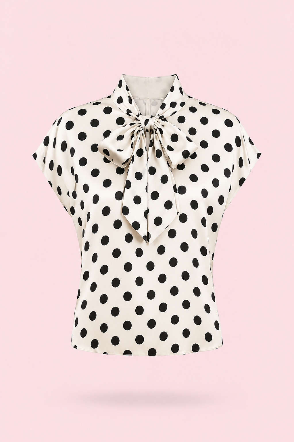 Blouse à Pois Col Lavallière – Nœud Élégant & Chic Rétro