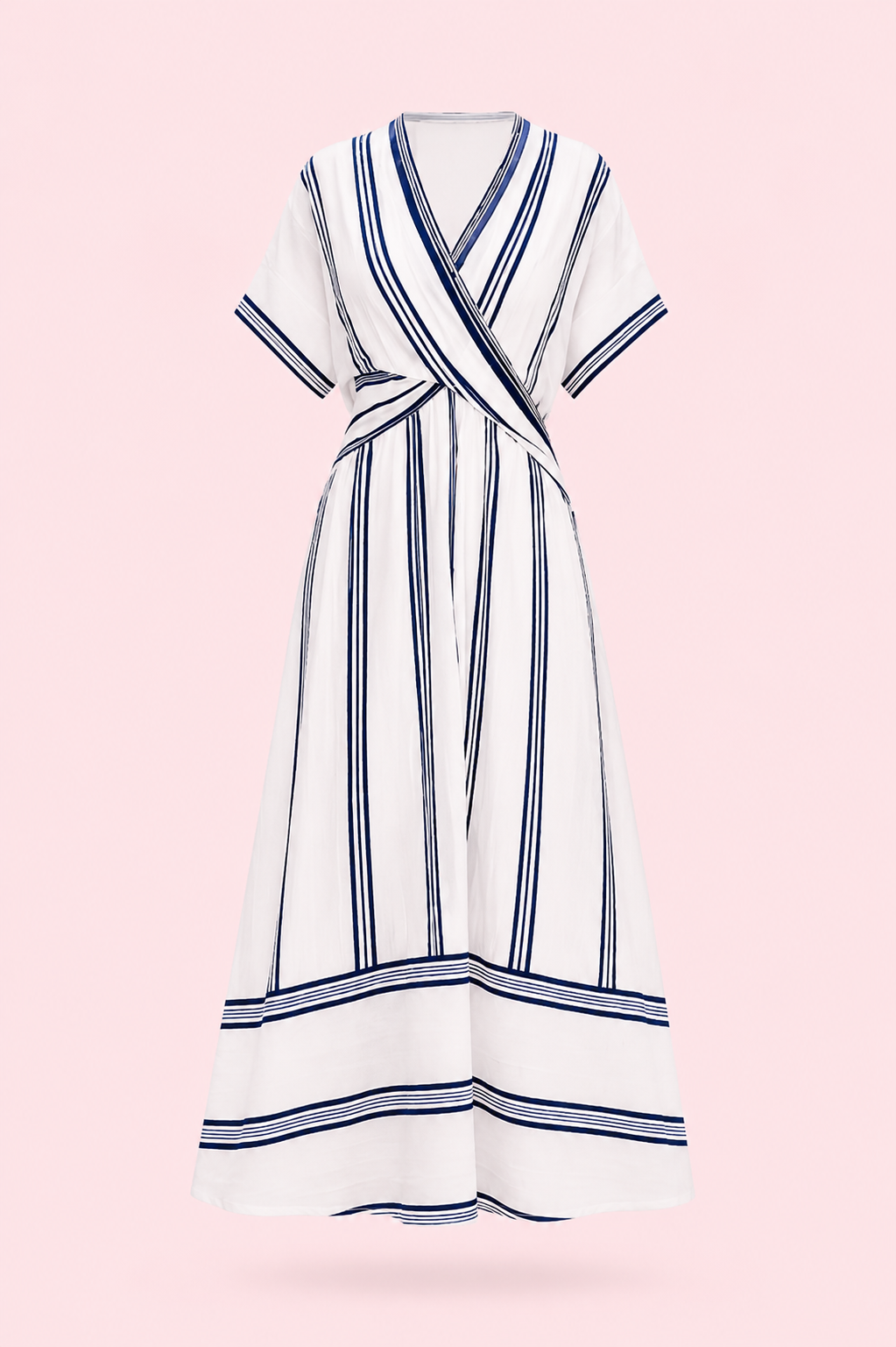 Robe Longue Cache-Cœur Rayée – Esprit Riviera Chic